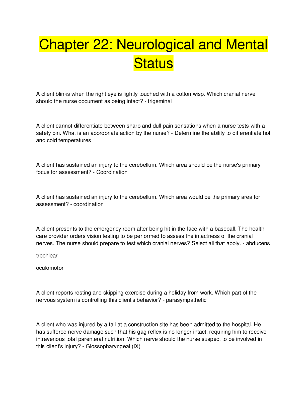 Preview image for Chapter 22: Neurological and Mental  Status